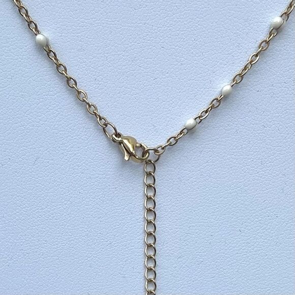 NWOT! New Slide Jewelry Gold Necklace & Bracelet w/Small Pearl Like White Beads - Picture 5 of 6